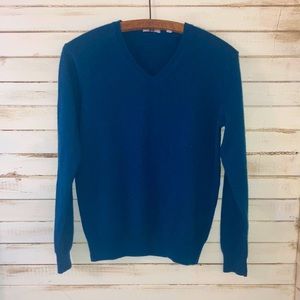 Uniqlo Cashmere Vneck Sweater Turquoise Blue Women’s Size Small